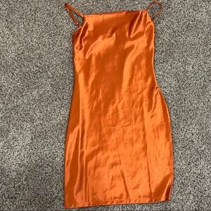 Satin Slip Dress in Vibrant Orange